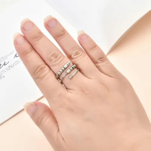 Miniatura 5 de Anillos de código morse para mujer, anillo giratorio de acero inoxidable, anillos para ansiedad, anillo de código morse, regalos inspiradores