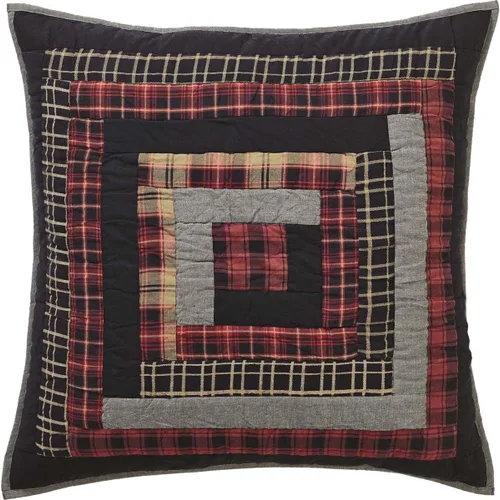 Miniatura 4 de VHC Brands Rustic & Lodge Cumberland - Accesorio de ropa de cama acolchado, funda europea, 26 x 26 pulgadas, color rojo chile