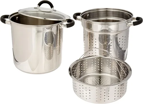 Miniatura 2 de ExcelSteel - Olla multifunción de acero inoxidable de 12 cuartos de galón con base encapsulada, tapa de vidrio ventilada y asas cubiertas