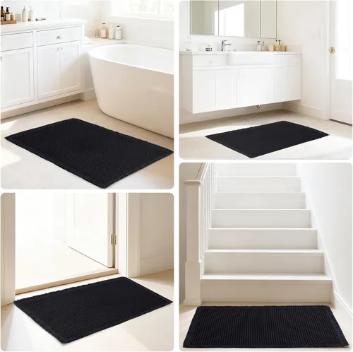 Miniatura 6 de Hiasan Tapete de baño de punto gofre, súper absorbente, antideslizante, con borlas, lavable a máquina, tapete con parte trasera de goma ultra suave