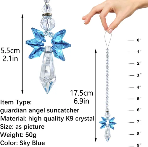 Miniatura 2 de Atrapasoles de cristal de ángel guardián arcoíris para decoración del hogar, auto, porche, decoración de porche, adorno de cristal para mamá y mujer