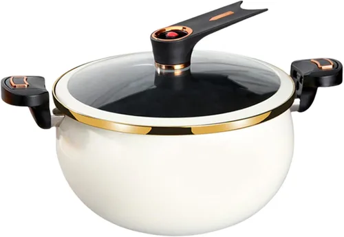 Miniatura 5 de Mini olla a presión, olla de calentamiento rápido de 8 litros con asas de bloqueo, olla antiadherente con tapa transparente estable para gas