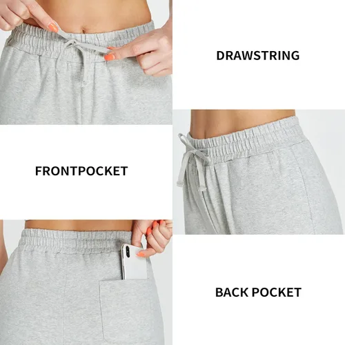 Miniatura 5 de EZRUN - Bermudas para mujer, para entrenar en el gimnasio, pantalones cortos veraniegos de algodón con bolsillos profundos para mujer