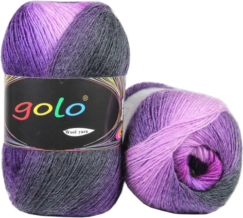 Miniatura 28 de Hilo de lana golo para tejer 200 yardas, hilo Cachemire multicolor arcoíris