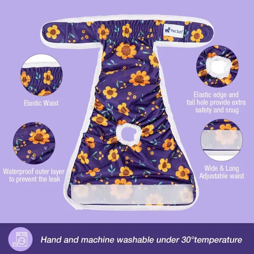 Miniatura 7 de Pet Soft Pañales lavables para mujer (paquete de 3) – Pañales para perros femeninos, cómodos pañales reutilizables para perritos en el calor