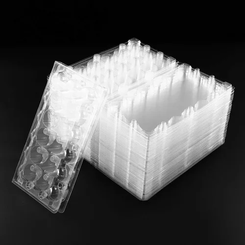 Miniatura 9 de BSETONZON - 50 unidades de 18 rejillas pequeñas de codorniz de PVC apilable caja de almacenamiento de huevos/dispensador de huevos transparente caja