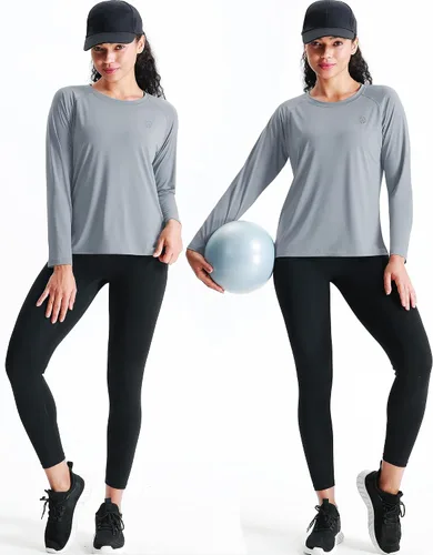 Miniatura 7 de NELEUS Camisetas de entrenamiento atlético de manga larga para mujer