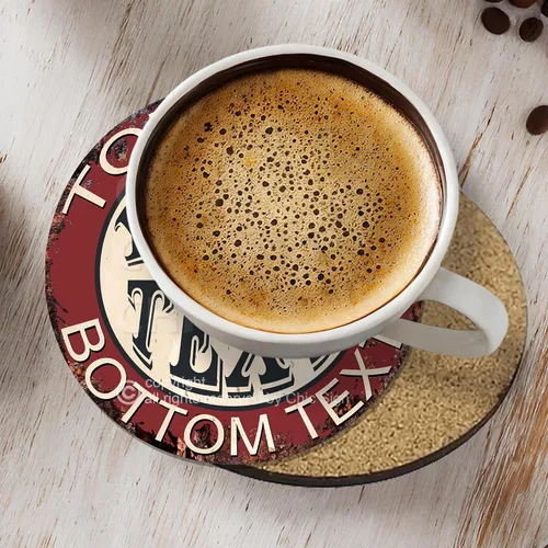 Miniatura 5 de ANY NAME'S YOUR TEXT - Tazas de posavasos personalizadas con letrero elegante, estilo rústico, desgastado, vintage, retro, cocina, bar, pub, Maroon