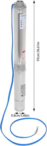 Miniatura 7 de Bomba sumergible de pozo profundo, bomba sumergible de 3.86 pulgadas y 2 HP, bomba de pozo profundo de 360.89 pies con cable de 9.84 pies de largo