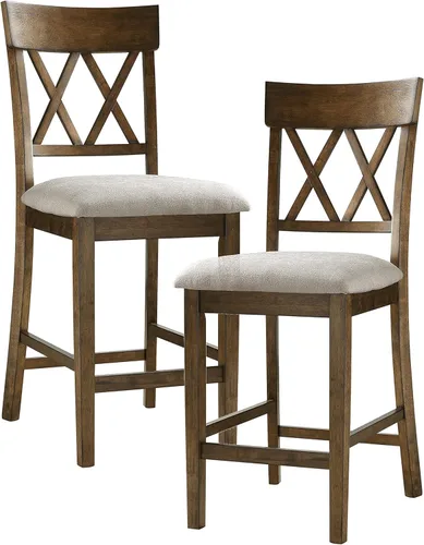 Miniatura 11 de Lexicon Baronscourt - Juego de 2 taburetes tapizados acolchados con altura de asiento 25.5 pulgadas, sillas de cocina con altura de mostrador