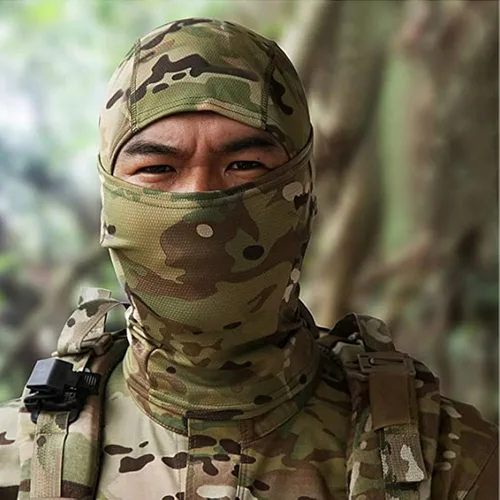 Miniatura 6 de Máscara facial de camuflaje militar, bandana, pasamontañas, capucha para hombres y mujeres, entrenamiento táctico, ciclismo, esquí, resistente al