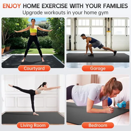 Miniatura 5 de Tapete de ejercicio extra grande, 10’ x 6’/ 8’ x 6’/ 7’ x 5’/ 6’ x 4’ - 7 mm de espesor, tapete de entrenamiento para gimnasio en casa, tapete