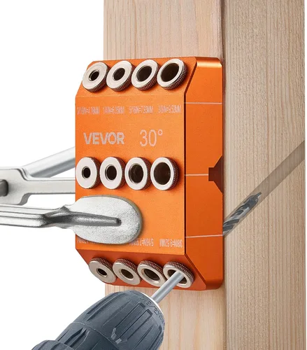 Miniatura 13 de VEVOR Kit de plantilla de taco, plantilla de taco autocentrada para agujeros rectos, herramienta de juntas de carpintería de aleación de aluminio