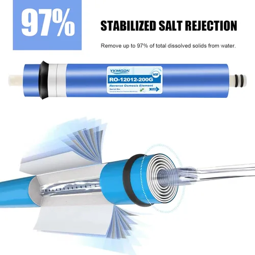 Miniatura 3 de Paquete de 2 Membranas RO de 200GPD, Membrana de Ósmosis Inversa de Repuesto 2012-200G Filtro de Agua, para Sistema Purificador de Agua RO de Beber