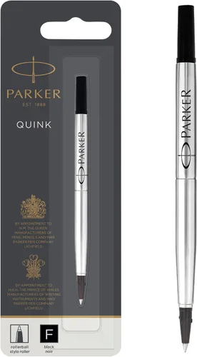 Parker Recambio de tinta para bolígrafo Rollerball | Fina | Tinta negra QUINK | 1 unidad Negro