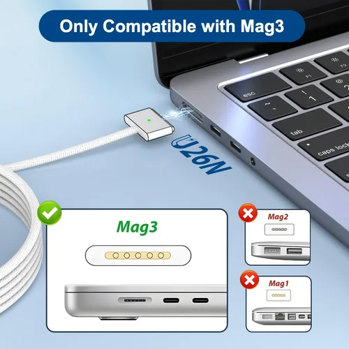Miniatura 5 de Cargador de 140 W para MacBook Pro 14 16 pulgadas MacBook Air 13 de 15 pulgadas 2026-2021 M5 M4 M3 M2 M1, adaptador de corriente GaN de 140 W, cable