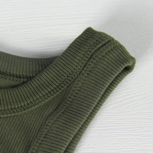 Miniatura 2 de GEMBERA Camiseta sin mangas para mujer, cuello alto, casual, básica, de algodón, acanalada, ajustada