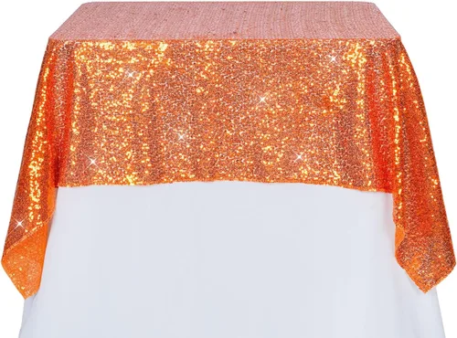 Miniatura 140 de PartyDelight Mantel de lentejuelas redondo de 50 pulgadas, color dorado claro, adorno de mesa para decoración de bodas, fiestas, cumpleaños