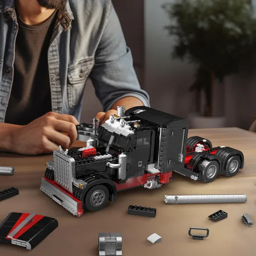 Miniatura 5 de Mould King 10037 Technique US Truck The Black Monster Modelo, Kit de coche deportivo con tecnología creativa, exhibición para coleccionistas
