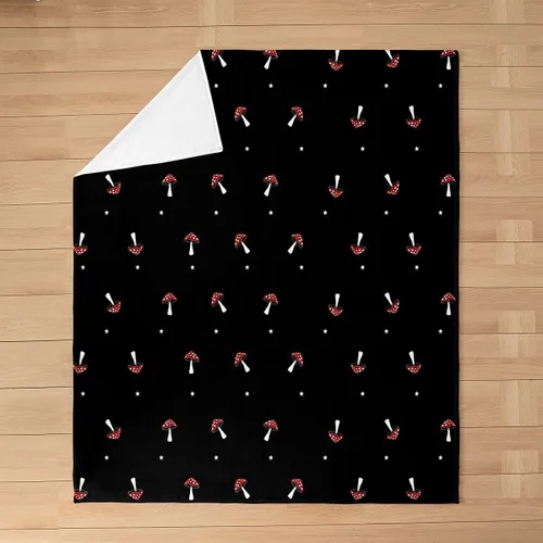 Miniatura 5 de Bonita manta de hongos para niños y niñas, manta de dibujos animados de hongos kawaii, manta de forro polar en forma de hongo rojo, tamaño Color 17
