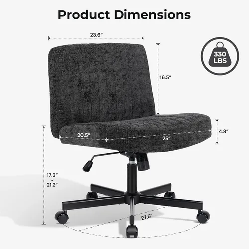 Miniatura 2 de Convertible Base Criss Cross Chair with Pocket Springs & Thicker and Wider Cushions, Armless Legged Office Chair Relieves Back Pain, Swivel Vanity