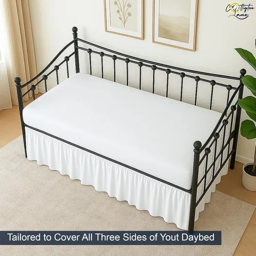 Miniatura 7 de Cottington Lane Falda para Cama Nido con Esquinas Divididas Tamaño Individual Falda de Cama con Volantes Fruncidos Recolectores de Polvo Caída de 16
