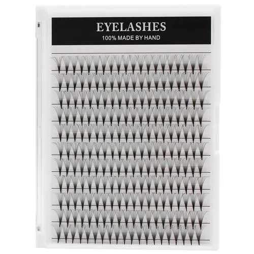 220 extensiones de pestañas postizas de volumen de tallo largo 14D con abanico ancho, base fina, pestañas postizas individuales largas naturales,