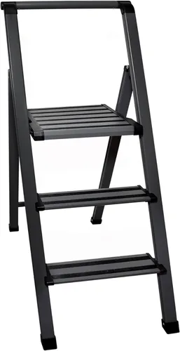 Miniatura 9 de Escalera plegable de 1 escalón, decorativa, de aluminio moderno y hermoso, ligero, perfil ultra delgado, peldaños antideslizantes, resistente