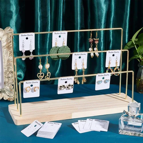 Miniatura 5 de PH PandaHall Soporte organizador de aretes de 3 niveles, soporte para aretes de aro colgante, exhibición de almacenamiento, joyería al por menor