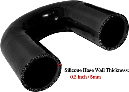 Miniatura 4 de Manguera de acoplamiento de silicona con forma de curva en U de 180 grados, 1.75 pulgadas de diámetro interior (45mm), tubo de codo de silicona Negro