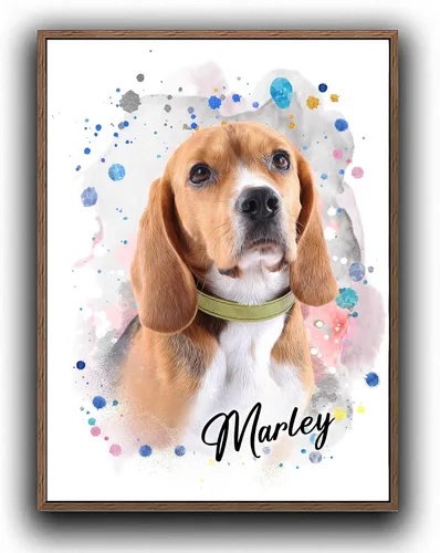 Miniatura 3 de Pintura de acuarela personalizada con retrato de perro y gato, impresiones en lienzo enmarcadas con tus fotos, arte de pared para decoración