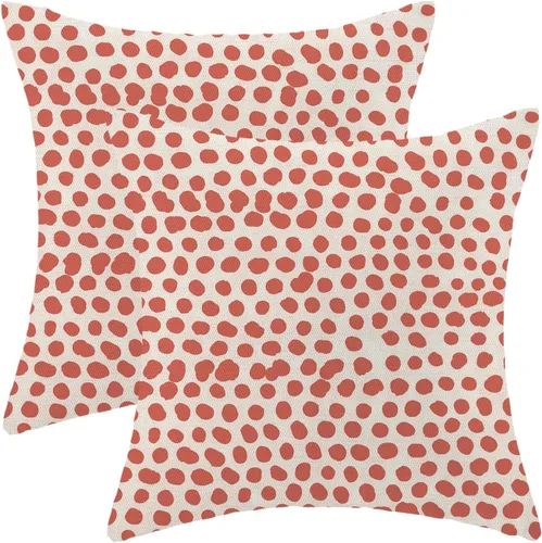 Miniatura 8 de CXMEIFLY Fundas de almohada de lunares 16x16 pulgadas, juego de 2 fundas de almohada azules y crema para exteriores, fundas de almohada decorativas