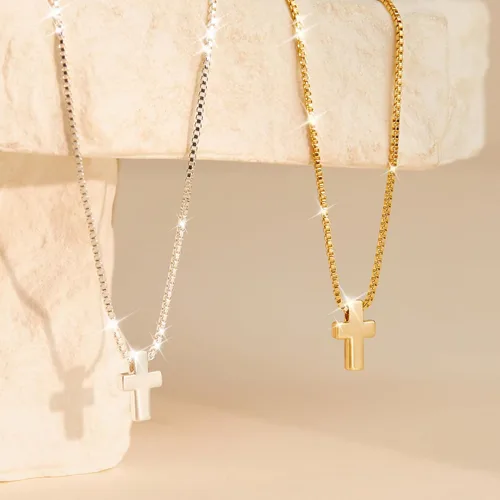 Miniatura 6 de Cross Necklace for Womens, 14K Gold Plated Dainty Gold Necklaces Sterling Silver Small Cross Pendant Faith Necklace Simple Gold Necklace Jewelry