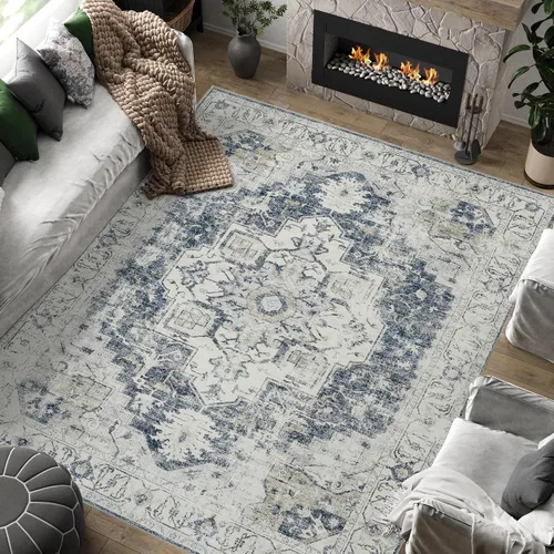 Miniatura 25 de jinchan Alfombra de Área 2x3 pies Alfombra Vintage de Entrada Lavable Bohemia Tapete Interior para Puerta Medallón Floral Tapete Pequeño para Puerta
