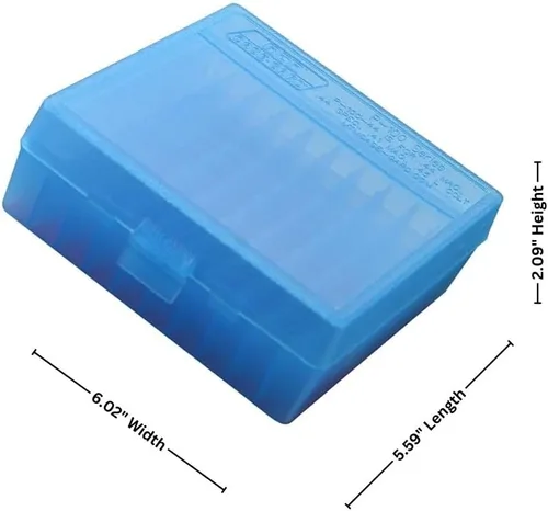 Miniatura 4 de MTM Caja de munición de 100 balas con tapa abatible 41/44 Cal (Azul Claro)