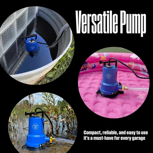 Miniatura 6 de Westinghouse Bomba sumergible de utilidad de 1/4 HP - Bomba de transferencia de agua y sumidero 2 en 1 para drenaje de piscina, sótano inundado