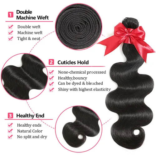 Miniatura 2 de 10A brasileño ondulado 1 paquete de 10 pulgadas, paquetes individuales de cabello humano ondulado, un paquete 100% sin procesar Remy virgen 1B