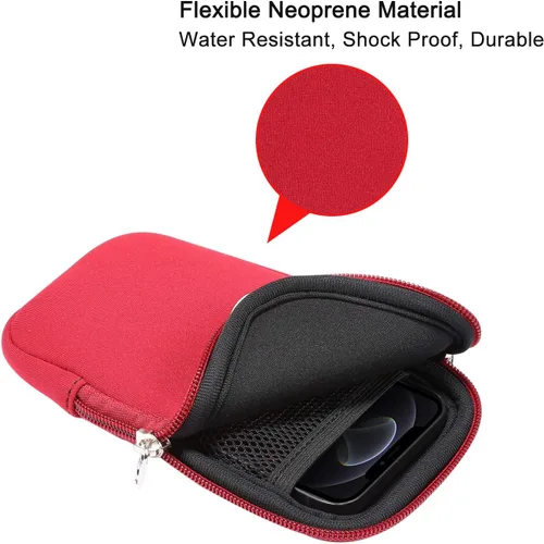 Miniatura 2 de Funda de neopreno para teléfono con cordón para el cuello para Samsung Galaxy S23 Ultra S22 Ultra A03S A23 A32 5G A13 A14 Note 20 Ultra, Moto G Rojo