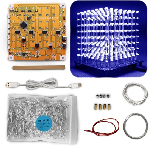 Miniatura 13 de Mini 3D Led Cube DIY Kit de Electrónica Kit de Proyecto de Soldadura (3D16MINI-ALLBLUE-KIT)