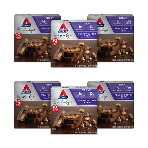 Miniatura 11 de Atkins Endulge Treat, caramelos de mantequilla de maní, 2g de carbohidratos netos, 2g de azúcar, relleno cremoso de mantequilla de maní, bajo