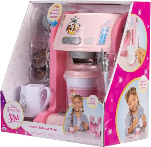 Miniatura 10 de Disney Princess Style Collection - Máquina de café expreso de juguete para niños, cafetera para jugar, accesorios de cocina, regalo para niñas