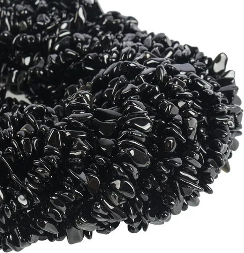 Miniatura 2 de Cuentas de piedra pulida de obsidiana negra de 0.197-0.315 in para la fabricación de joyas, cuentas sueltas de cristal curativo de forma irregular