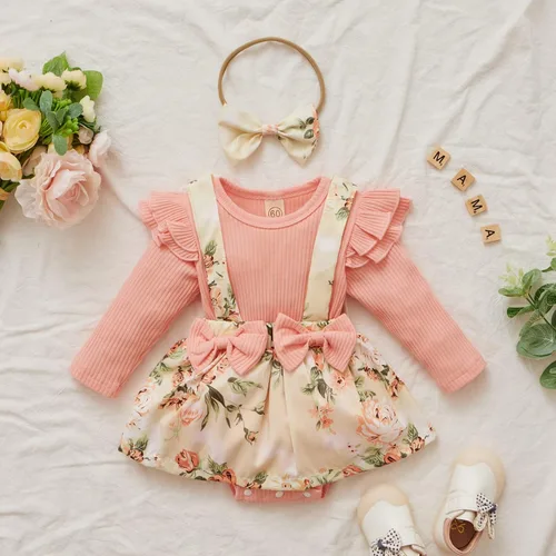 Miniatura 2 de Mameluco de encaje para bebé niña con volantes, manga larga, para recién nacido, otoño, invierno