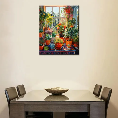 Miniatura 3 de Pintura de plantas y macetas por números para adultos, niños y principiantes, pintura al óleo, pintura al óleo, kits de pigmentos acrílicos