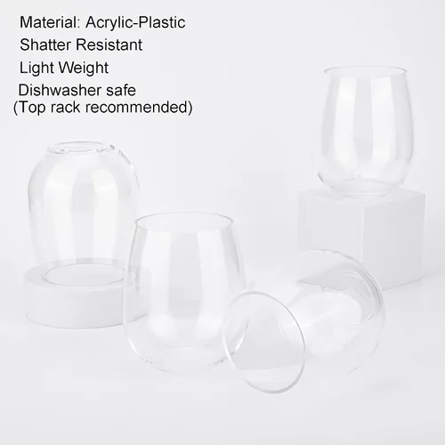 Miniatura 4 de KOXIN-KARLU Vasos de vino clásicos de acrílico sin tallo, de 18 onzas, vaso de plástico irrompible, juego de 6 vasos transparentes