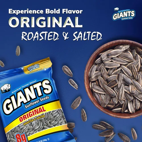 Miniatura 5 de GIANTS - Semillas de girasol originales, a granel, ligeramente saladas para comer, aperitivo alto en proteínas con 0.28 oz de proteína por porción