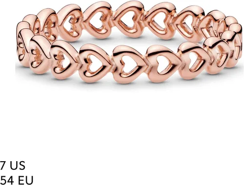Miniatura 6 de PANDORA Anillo de rosa con banda de corazones Metal