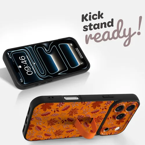 Miniatura 4 de Funda compatible con iPhone 17 Pro con correa de mano para los dedos, bonita funda de teléfono de otoño con hojas de arce para mujeres y hombres