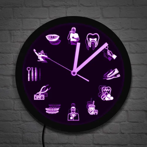 Miniatura 4 de The Geeky Days Dentista Clínica Dental Neón Reloj de Pared Señal Dental Oficina Higienista Iluminación LED Decoración Regalo