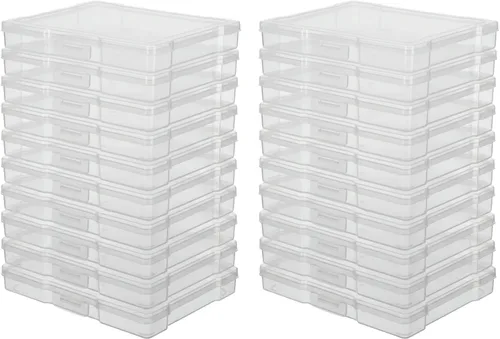 Miniatura 9 de novelinks Paquete de 12 cajas transparentes de almacenamiento de fotos de 5 x 7 pulgadas, estuches organizadores de imágenes de plástico con tapas